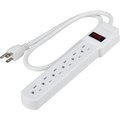 Global Equipment Power Strip, 6 Outlets, 15A, 12"L, 2-1/2' Cord FL-25-6-14AWG-2FT